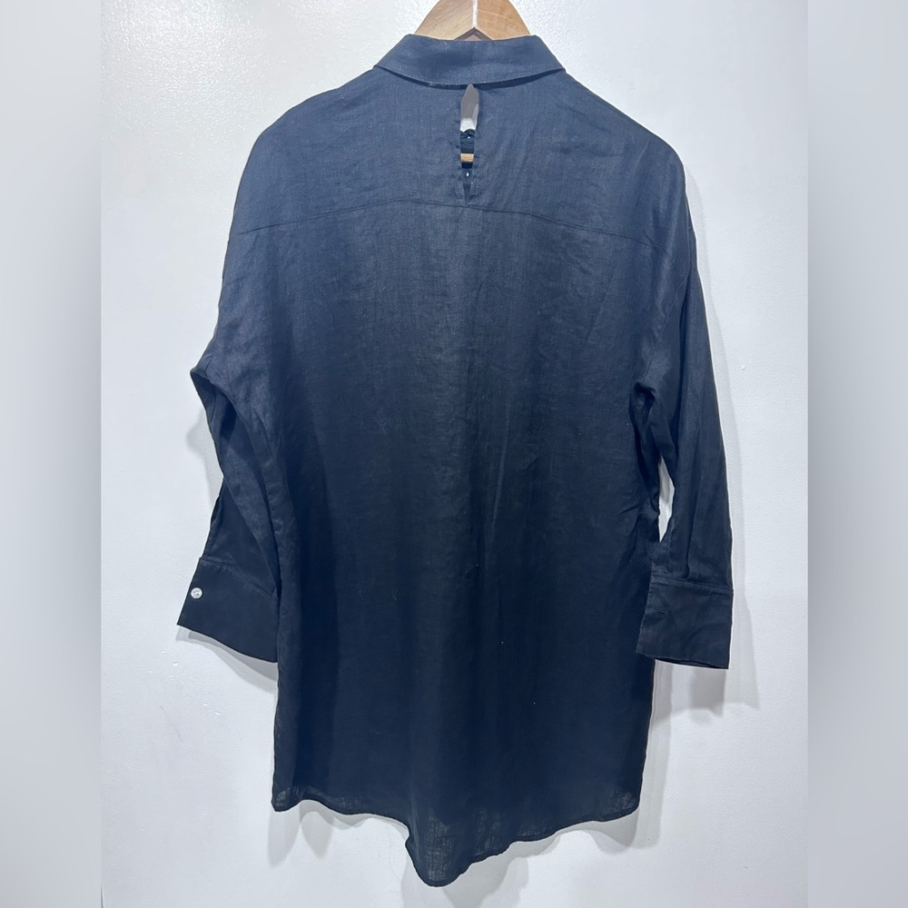 Knix Oversized 100% Linen Shirt Black Button Up Cover Up Women’s Size S - Picture 4 of 8